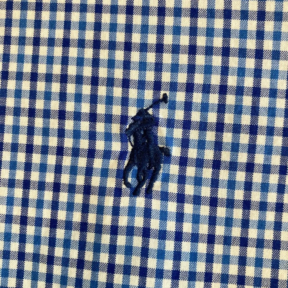 Polo Ralph Lauren Mens S Classic Fit Blue White Gingham Button Down Shirt Preppy
